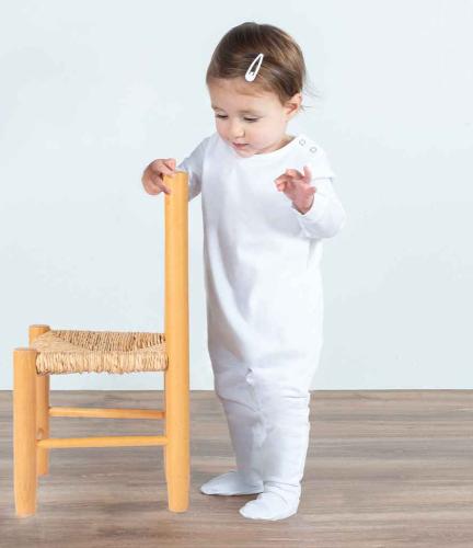 Larkwood Organic Baby Sleepsuit - WHI - 0-3